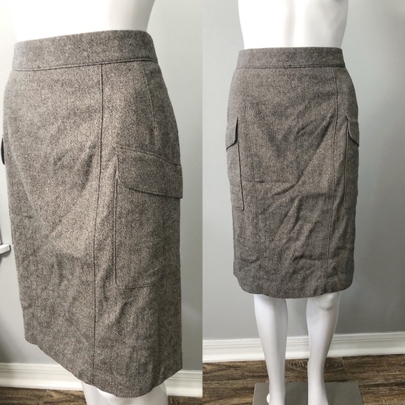 🚫 SOLD 🚫 NWT Ann Taylor Cargo Tweed Wool Pencil Skirt 10 - Picture 1 of 7